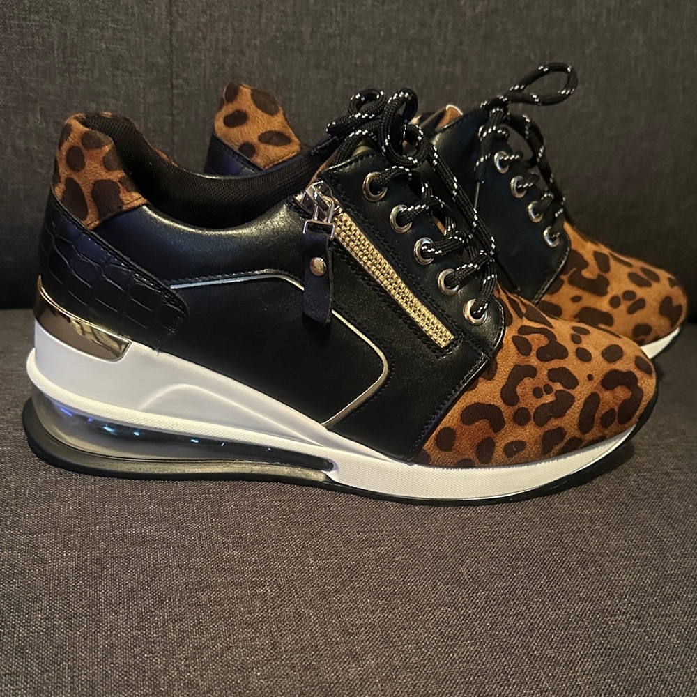 Leopard and Black Women's Sneakers
